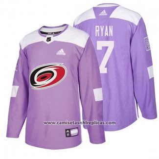 Camiseta Hockey Carolina Hurricanes Derek Ryan Hockey Fights Cancer Violeta