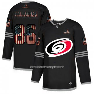 Camiseta Hockey Carolina Hurricanes Teuvo Teravainen 2020 USA Flag Negro