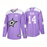 Camiseta Hockey Dallas Stars 14 Jamie Benn Autentico Hockey Fights Cancer 2018 Violeta