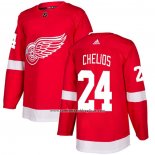 Camiseta Hockey Detroit Red Wings 24 Chris Chelios Primera Autentico Rojo