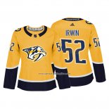 Camiseta Hockey Mujer Nashville Predators 52 Matt Irwin Autentico Jugador Amarillo