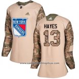 Camiseta Hockey Mujer New York Rangers 13 Kevin Hayes Autentico 2017 Veterans Day Stitched Camuflaje