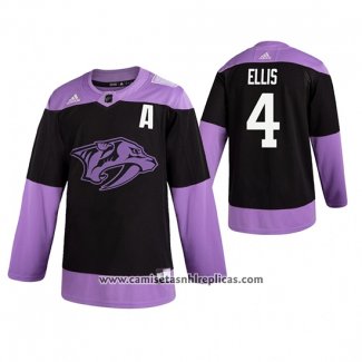 Camiseta Hockey Nashville Predators Ryan Ellis Fights Cancer Negro