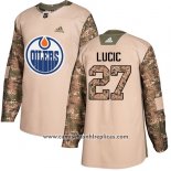 Camiseta Hockey Nino Edmonton Oilers 27 Milan Lucic Camuflaje Autentico 2017 Veterans Day Stitched