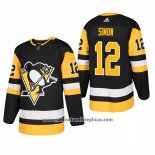 Camiseta Hockey Pittsburgh Penguins 12 Dominik Simon Primera Autentico Jugador Negro