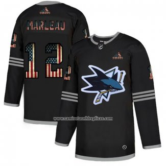 Camiseta Hockey San Jose Sharks Marleau 2020 USA Flag Negro