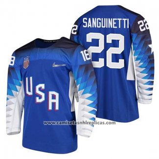 Camiseta Hockey USA Bobby Sanguinetti Azul 2018 Olympic