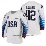 Camiseta Hockey USA Chad Kolarik 2018 Olympic Blanco