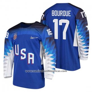 Camiseta Hockey USA Chris Bourque Azul 2018 Olympic