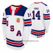 Camiseta Hockey USA Cross Hanas 2019 Hlinka Gretzky Cup Blanco