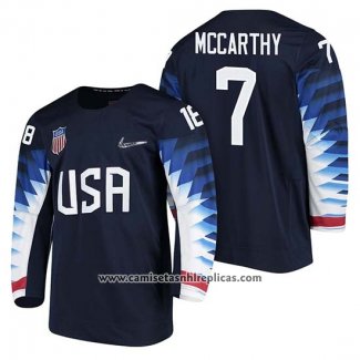 Camiseta Hockey USA John Mccarthy 2018 Olympic Azul