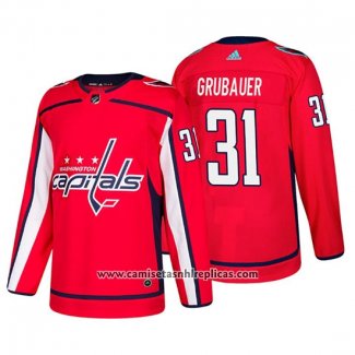 Camiseta Hockey Washington Capitals Philipp Grubauer Primera Autentico Jugador Rojo