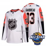 Camiseta Hockey Calgary Flames 13 Johnny Gaudreau Blanco 2018 All Star Autentico