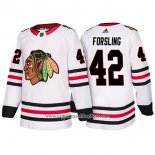 Camiseta Hockey Chicago Blackhawks 42 Gustav Forsling 2018 Blanco