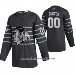 Camiseta Hockey Chicago Blackhawks Personalizada Autentico 2020 All Star Gris