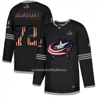 Camiseta Hockey Columbus Blue Jackets Sergei Bobrovsky 2020 USA Flag Negro