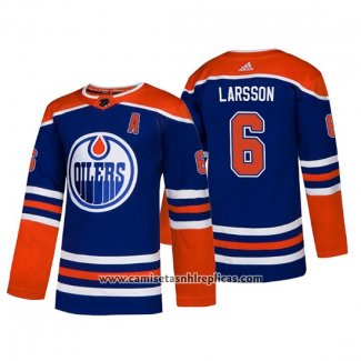 Camiseta Hockey Edmonton Oilers Adam Larsson Alternato Autentico Azul