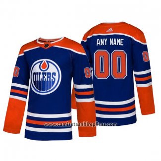 Camiseta Hockey Edmonton Oilers Custom Alternato Autentico Azul