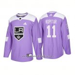 Camiseta Hockey Los Angeles Kings 11 Anze Kopitar Autentico Hockey Fights Cancer 2018 Violeta