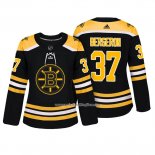 Camiseta Hockey Mujer Boston Bruins 37 Patrice Bergeron Bruins Autentico Jugador Negro