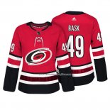 Camiseta Hockey Mujer Carolina Hurricanes 49 Victor Rask Autentico Jugador Rojo