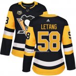 Camiseta Hockey Mujer Pittsburgh Penguins 58 Kris Letang 50 Anniversary Primera Premier Negro