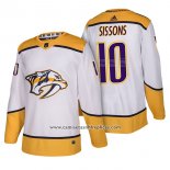 Camiseta Hockey Nashville Predators 10 Colton Sissons Autentico Segunda 2018 Blanco