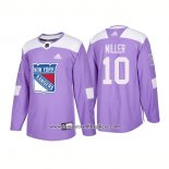 Camiseta Hockey New York Rangers 10 J.t. Miller Autentico Hockey Fights Cancer 2018 Violeta