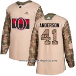 Camiseta Hockey Nino Ottawa Senators 41 Craig Anderson Camuflaje Autentico 2017 Veterans Day Stitched