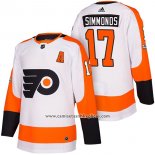 Camiseta Hockey Philadelphia Flyers 17 Wayne Simmonds Autentico Segunda 2018 Blanco