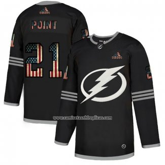 Camiseta Hockey Tampa Bay Lightning Brayden Point 2020 USA Flag Negro