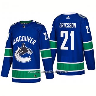 Camiseta Hockey Vancouver Canucks 21 Loui Eriksson Primera Premier 2017-2018 Azul