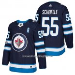 Camiseta Hockey Winnipeg Jets 55 Mark Scheifele Autentico Primera 2018 Azul