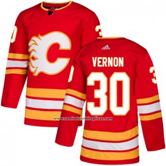 Camiseta Hockey Calgary Flames Mike Vernon Alterno Autentico Rojo