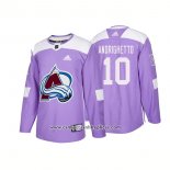 Camiseta Hockey Colorado Avalanche 10 Sven Andrighetto Autentico Hockey Fights Cancer 2018 Violeta