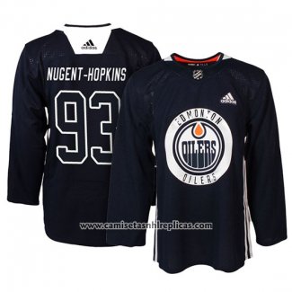 Camiseta Hockey Edmonton Oilers Ryan Nugent Hopkins New Season Practice Azul