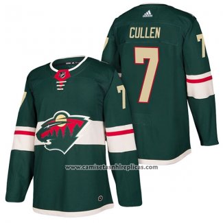 Camiseta Hockey Minnesota Wild 7 Matt Cullen Autentico Primera 2018 Verde