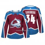 Camiseta Hockey Mujer Colorado Avalanche 34 Carl Soderberg Autentico Jugador Maroon