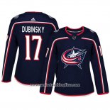 Camiseta Hockey Mujer Columbus Blue Jackets 17 Brandon Dubinsky Adizero Jugador Primera Azul