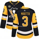 Camiseta Hockey Mujer Pittsburgh Penguins 3 Olli Maatta 50 Anniversary Primera Premier Negro