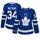 Camiseta Hockey Mujer Toronto Maple Leafs 34 Auston Matthews Primera Adizero Jugador Azul