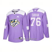 Camiseta Hockey Nashville Predators 76 P.k. Subban Autentico Hockey Fights Cancer 2018 Violeta