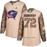 Camiseta Hockey Nino Columbus Blue Jackets 72 Sergei Bobrovsky Camuflaje Autentico 2017 Veterans Day Stitched