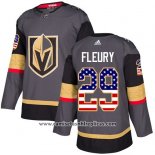 Camiseta Hockey Nino Vegas Golden Knights 29 Marc-andre Fleury Gris Primera Autentico USA Flag Stitched