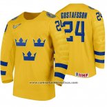 Camiseta Hockey Suecia Hugo Gustafsson Home 2020 IIHF World Junior Championship Amarillo