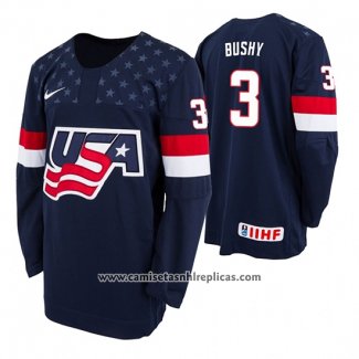 Camiseta Hockey USA Evan Bushy 2019 Hlinka Gretzky Cup Azul