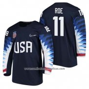 Camiseta Hockey USA Garrett Roe 2018 Olympic Azul