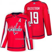 Camiseta Hockey Washington Capitals 19 Nicklas Backstrom Autentico Primera 2018 Rojo