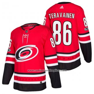 Camiseta Hockey Carolina Hurricanes 86 Teuvo Teravainen Primera Autentico 2018 Rojo