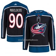 Camiseta Hockey Columbus Blue Jackets Elvis Merzlikins Reverse Retro Autentico Negro